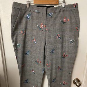 Express Gray Floral Patterned Trousers